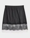 Helmut Lang Lace-trimmed Silk-blend Mini Skirt In Black
