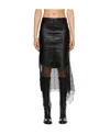 Helmut Lang Lace-trimmed Leather Skirt In Black