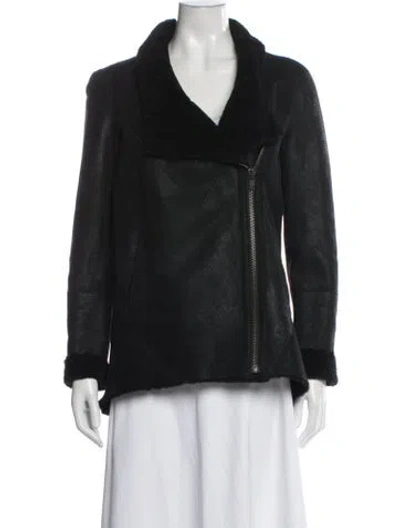 Pre-owned Helmut Lang Lamb Fur Biker Jacket In Black
