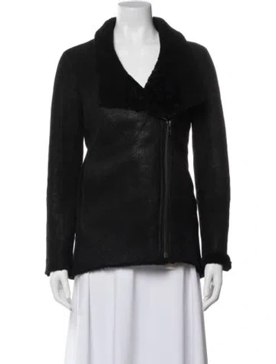 Pre-owned Helmut Lang Lamb Fur Coat In Black