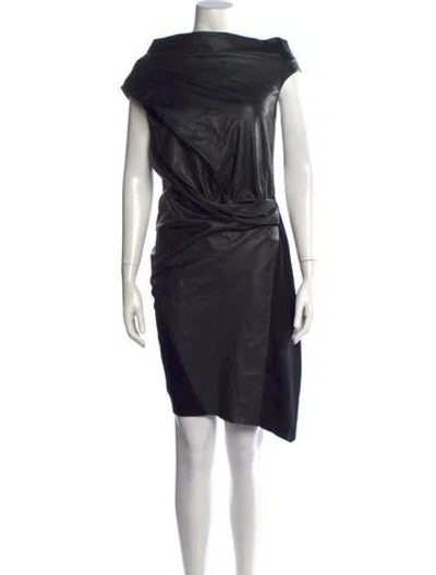 Pre-owned Helmut Lang Lamb Fur Knee-length Dress In Black