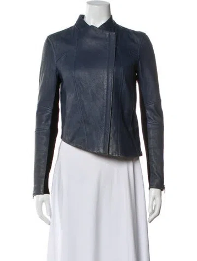 Pre-owned Helmut Lang Lamb Leather Biker Jacket In Blue