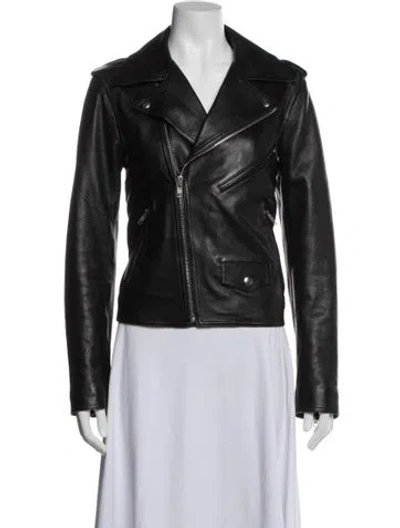 Pre-owned Helmut Lang Lamb Leather Biker Jacket In Blue