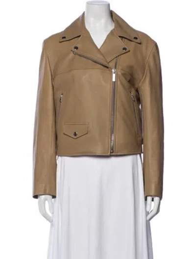 Pre-owned Helmut Lang Lamb Leather Biker Jacket In Brown
