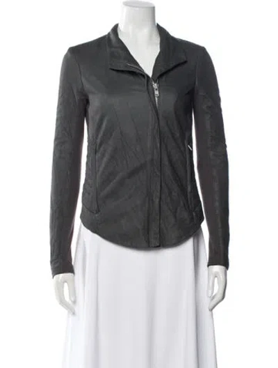 Pre-owned Helmut Lang Lamb Leather Biker Jacket In Gray