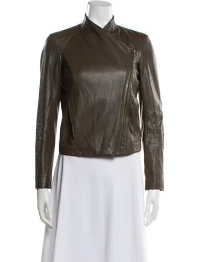 Pre-owned Helmut Lang Lamb Leather Biker Jacket In Green