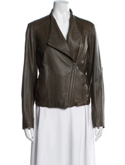 Pre-owned Helmut Lang Lamb Leather Biker Jacket In Green