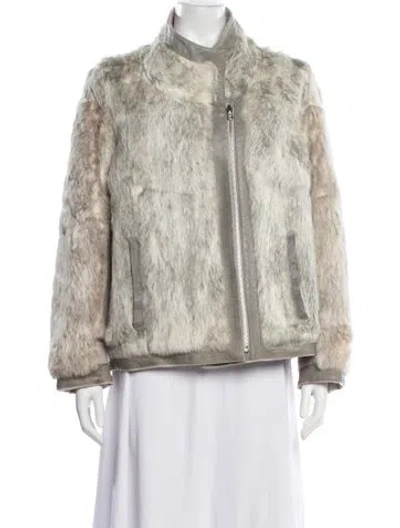 Pre-owned Helmut Lang Lamb Leather Biker Jacket In Grey