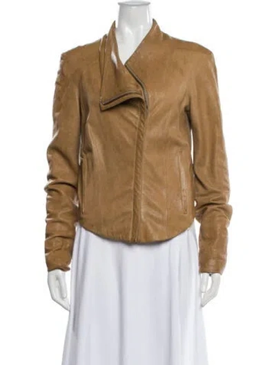 Pre-owned Helmut Lang Lamb Leather Biker Jacket In Neutral