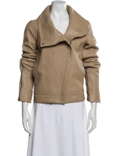 Pre-owned Helmut Lang Lamb Leather Biker Jacket In Neutral