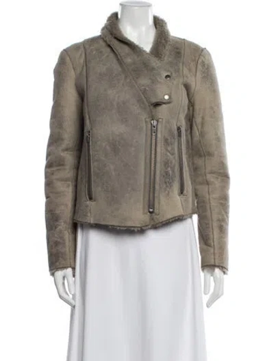 Pre-owned Helmut Lang Lamb Leather Biker Jacket In Neutral