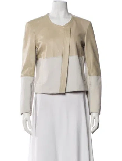 Pre-owned Helmut Lang Lamb Leather Biker Jacket In Neutral