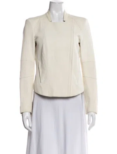 Pre-owned Helmut Lang Lamb Leather Biker Jacket In White