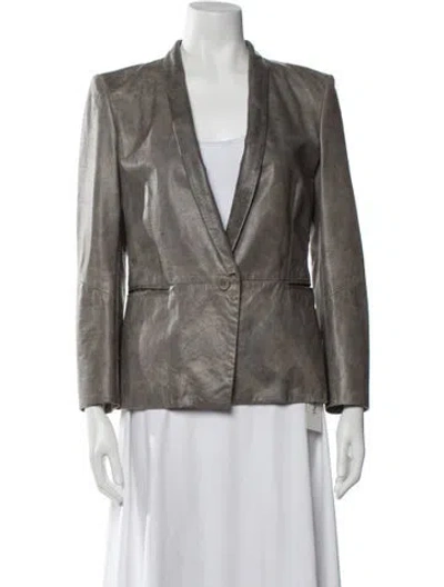 Pre-owned Helmut Lang Lamb Leather Blazer In Grey