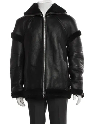 Pre-owned Helmut Lang Lamb Leather Bomber Jacket In Black