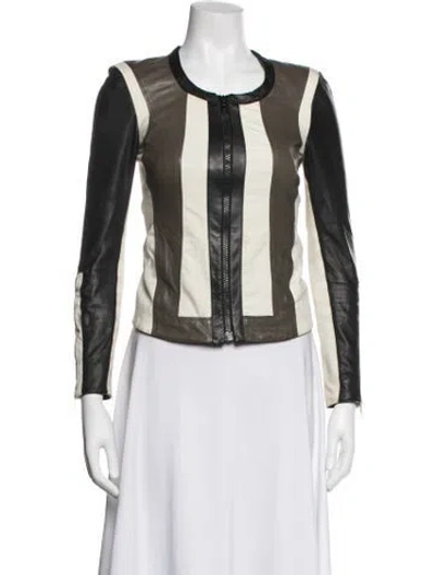Pre-owned Helmut Lang Lamb Leather Colorblock Pattern Jacket In White