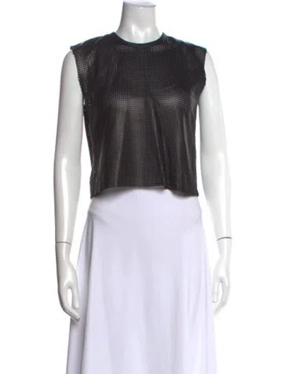 Pre-owned Helmut Lang Lamb Leather Crew Neck Crop Top In Black