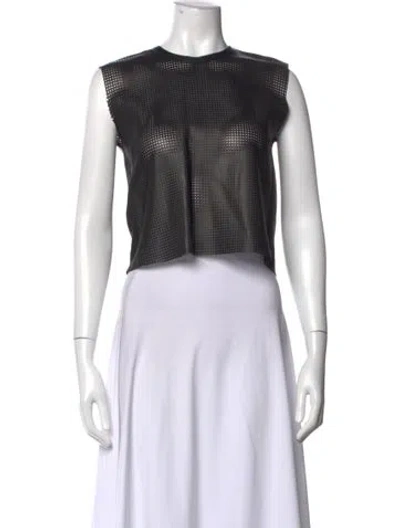 Pre-owned Helmut Lang Lamb Leather Crew Neck Crop Top In Black
