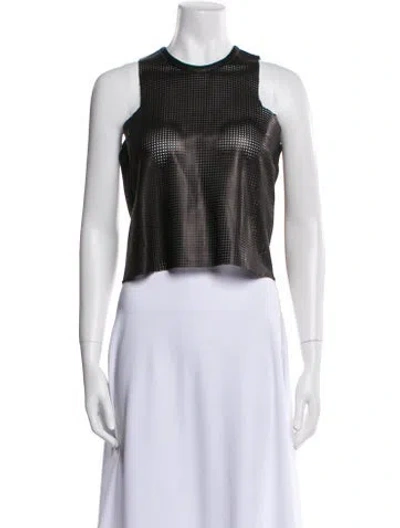 Pre-owned Helmut Lang Lamb Leather Crew Neck Crop Top W/ Tags In Black