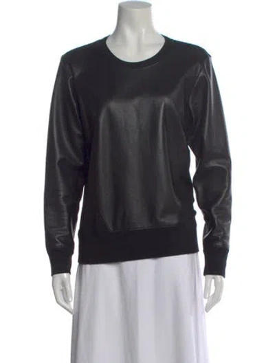 Pre-owned Helmut Lang Lamb Leather Crew Neck Sweatshirt In Black