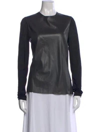 Pre-owned Helmut Lang Lamb Leather Crew Neck Top In Black
