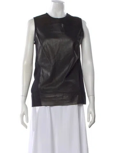 Pre-owned Helmut Lang Lamb Leather Crew Neck Top In Black
