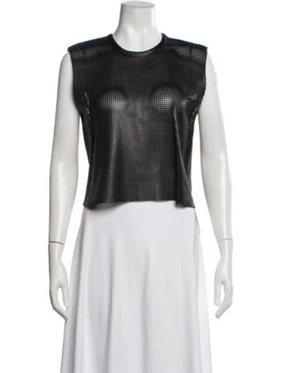 Pre-owned Helmut Lang Lamb Leather Crew Neck Top In Black