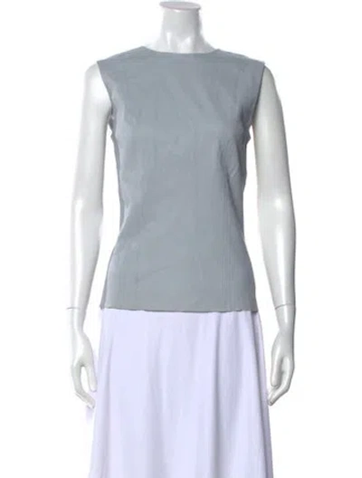 Pre-owned Helmut Lang Lamb Leather Crew Neck Top In Blue
