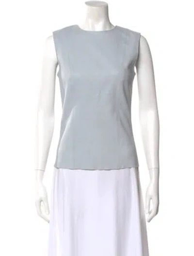 Pre-owned Helmut Lang Lamb Leather Crew Neck Top In Gray