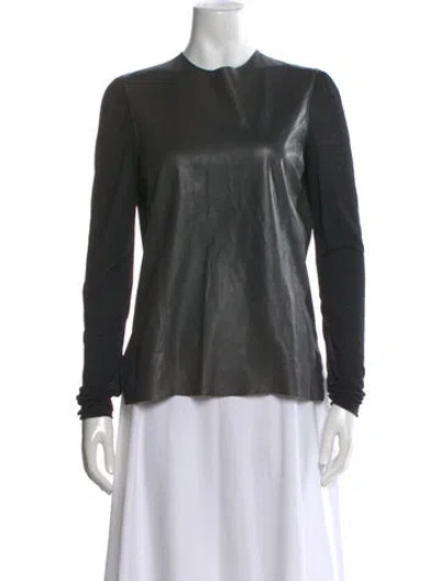 Pre-owned Helmut Lang Lamb Leather Crew Neck Top In Gray