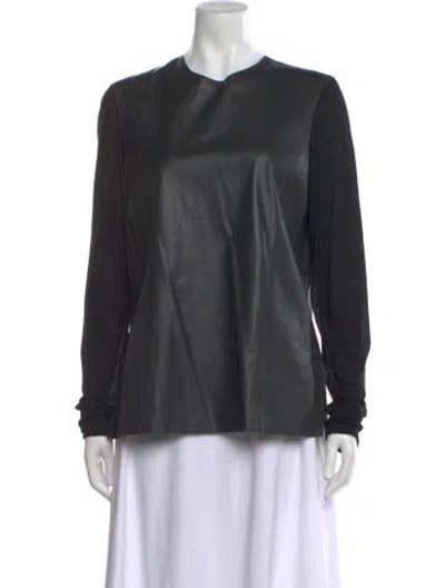 Pre-owned Helmut Lang Lamb Leather Crew Neck Top In Gray