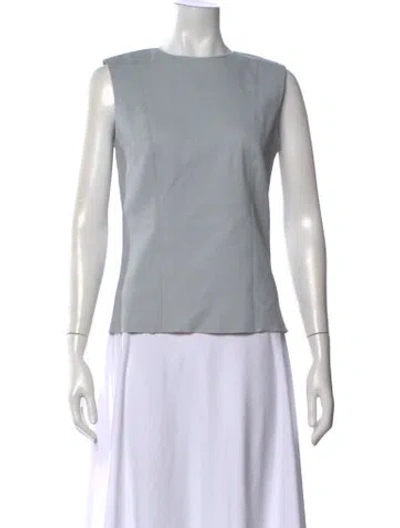 Pre-owned Helmut Lang Lamb Leather Crew Neck Top W/ Tags In Blue