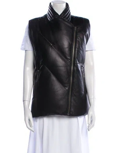 Pre-owned Helmut Lang Lamb Leather Down Jacket In Black