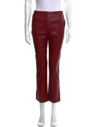 Pre-owned Helmut Lang Lamb Leather Flared Pants W/ Tags In Burgundy