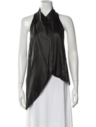 Pre-owned Helmut Lang Lamb Leather Halterneck Top In Gray