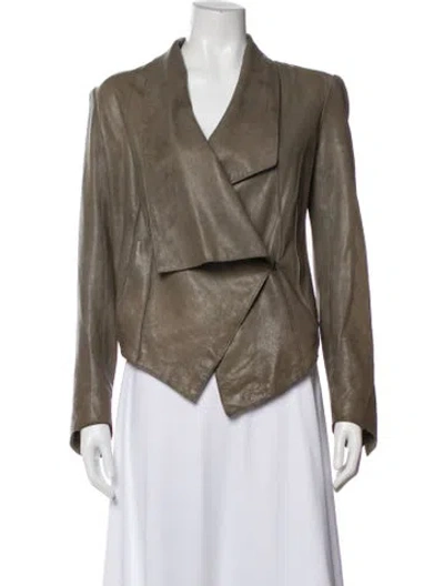 Pre-owned Helmut Lang Lamb Leather Jacket In Grey
