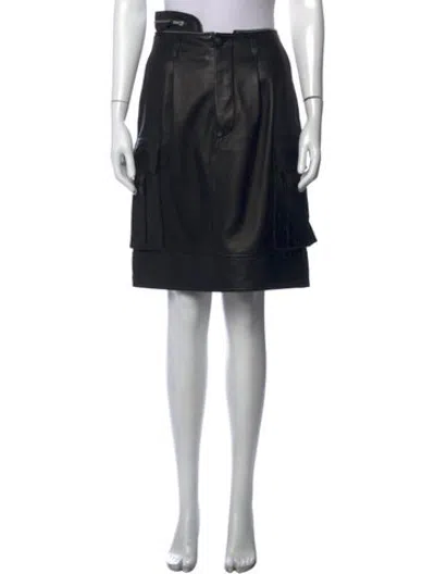 Pre-owned Helmut Lang Lamb Leather Knee-length Skirt In Black