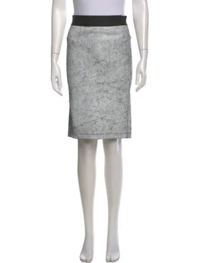 Pre-owned Helmut Lang Lamb Leather Knee-length Skirt In Silver