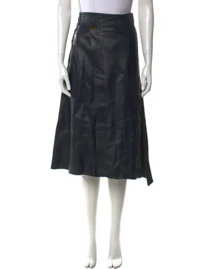 Pre-owned Helmut Lang Lamb Leather Midi Length Skirt In Black