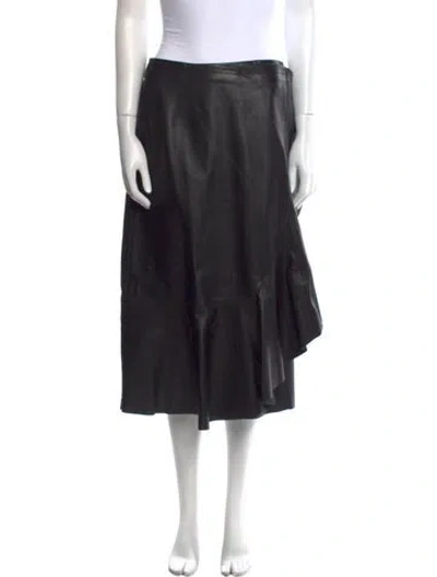 Pre-owned Helmut Lang Lamb Leather Midi Length Skirt In Black