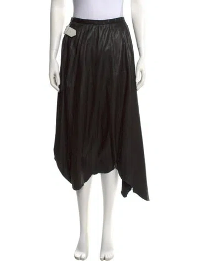 Pre-owned Helmut Lang Lamb Leather Midi Length Skirt In Black
