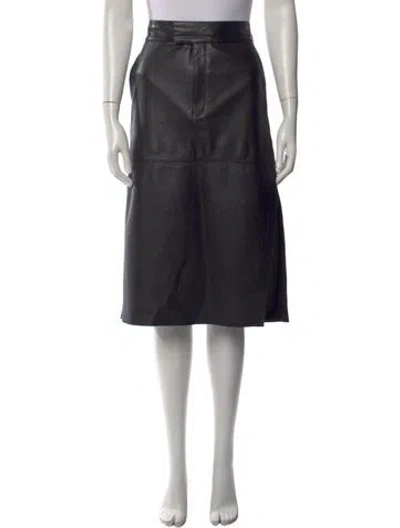 Pre-owned Helmut Lang Lamb Leather Midi Length Skirt In Black