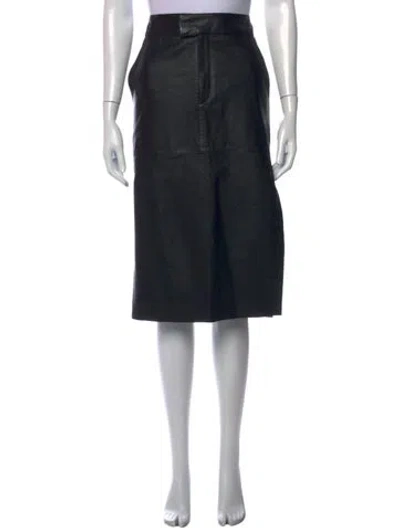 Pre-owned Helmut Lang Lamb Leather Midi Length Skirt In Black