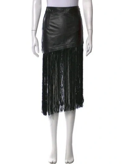 Pre-owned Helmut Lang Lamb Leather Midi Length Skirt In Black