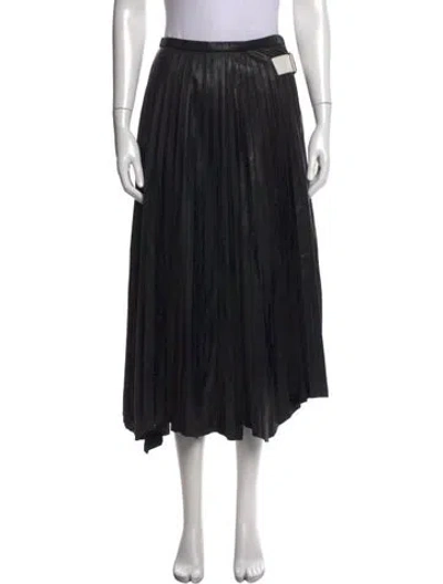 Pre-owned Helmut Lang Lamb Leather Midi Length Skirt In Black