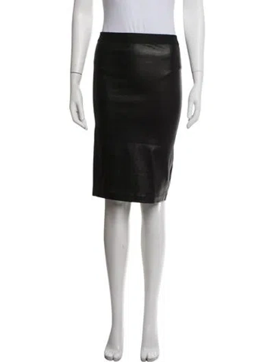 Pre-owned Helmut Lang Lamb Leather Midi Length Skirt In Black