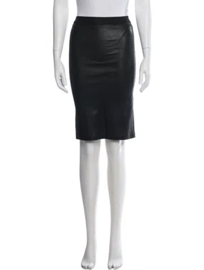 Pre-owned Helmut Lang Lamb Leather Midi Length Skirt In Blue