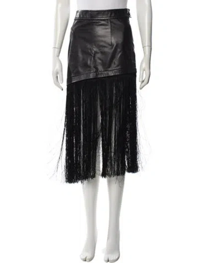 Pre-owned Helmut Lang Lamb Leather Midi Length Skirt W/ Tags In Black