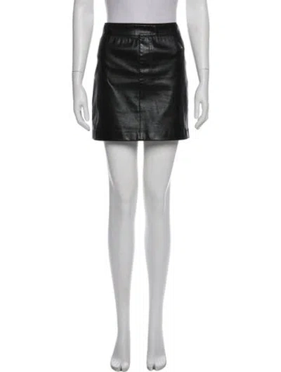 Pre-owned Helmut Lang Lamb Leather Mini Skirt In Black