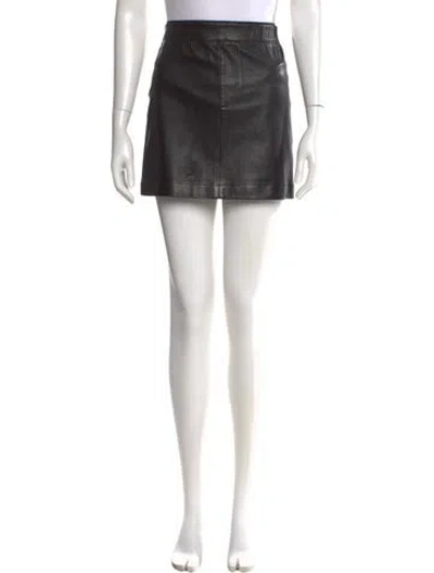 Pre-owned Helmut Lang Lamb Leather Mini Skirt In Black